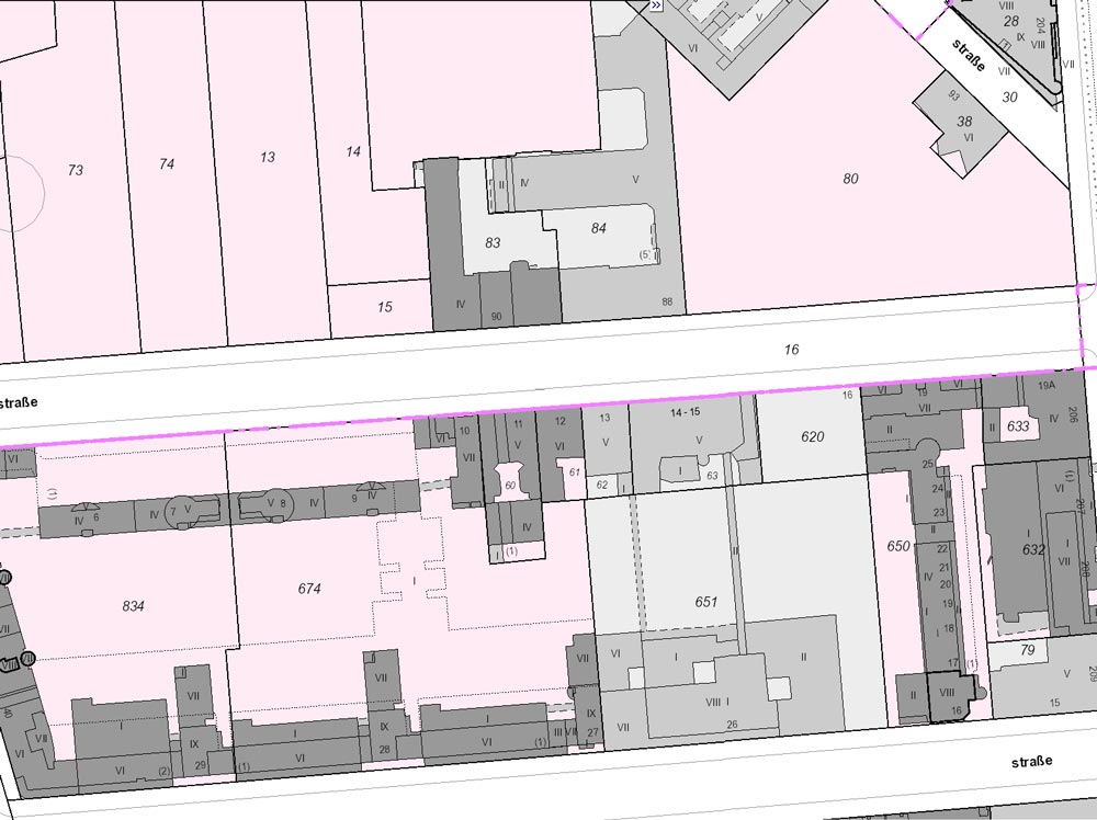 Kartenausschnitt aus dem Berliner Liegenschaftskataster Kartenausschnitt aus dem Berliner Liegenschaftskataster