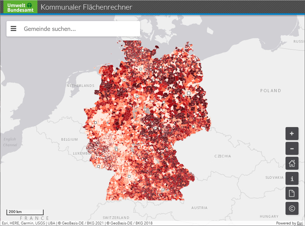 Der Flächenrechner des Umweltbundesamts