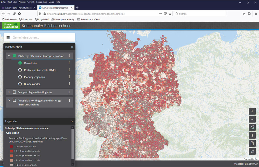 Screenshot des Flächenrechners
