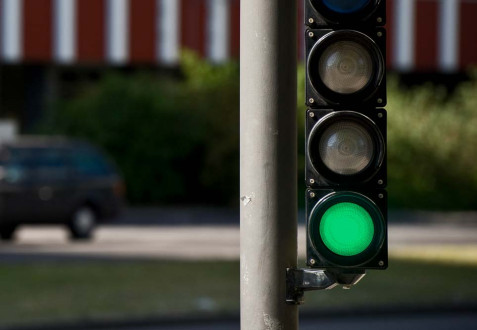 Fahrradampel mit Grünlicht